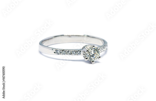 beautiful Platinum ring with diamond isolated