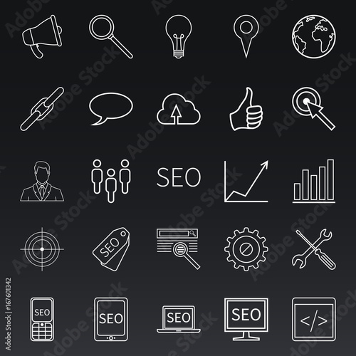 Vector Set of Outline SEO Icons