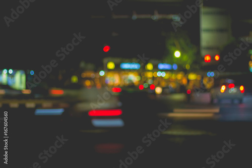 Blur image of car light and traffic in the city for abstract background © akkalak