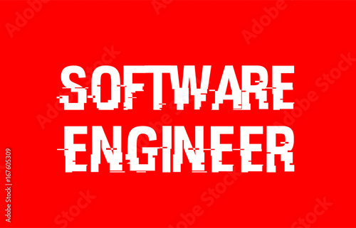 software engineer text red white concept design background
