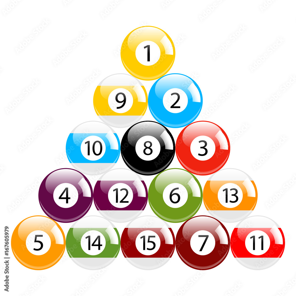 Billiard - Pool - Snooker Balls in Triangle Vector Set Isolated Billiard - Pool - Snooker Balls in Triangle Vector Set Isolated