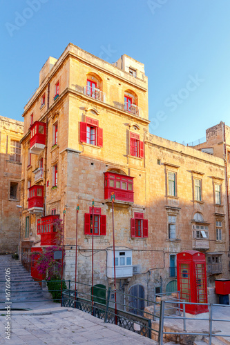 Malta. Traditional balconies on the houses.