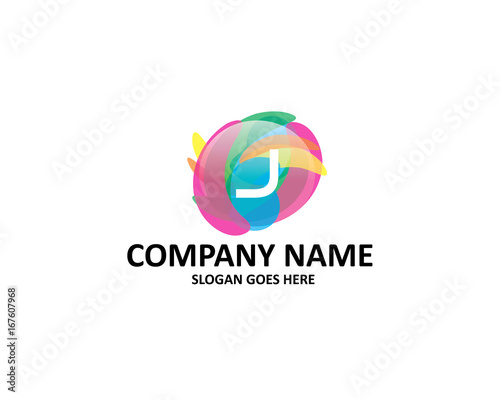 j letter abstract colorful logo