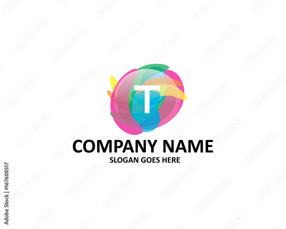 t letter abstract colorful logo