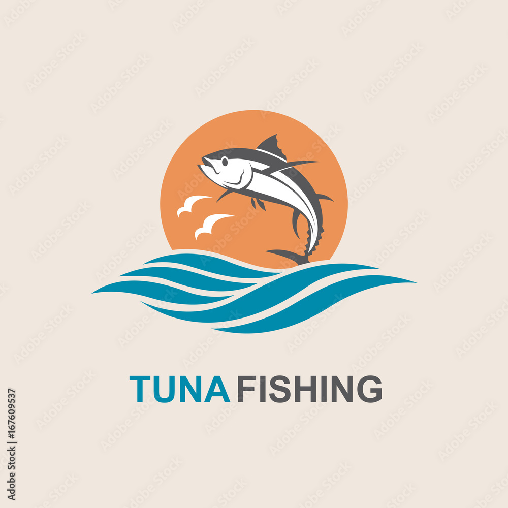Obraz premium icon of tuna fish with waves