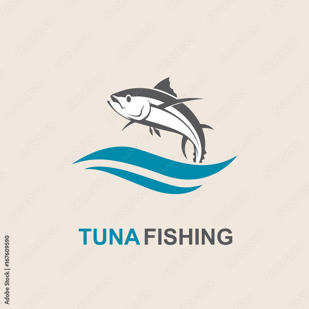 icon of tuna fish with waves icon of tuna fish with waves