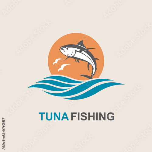 icon of tuna fish with waves