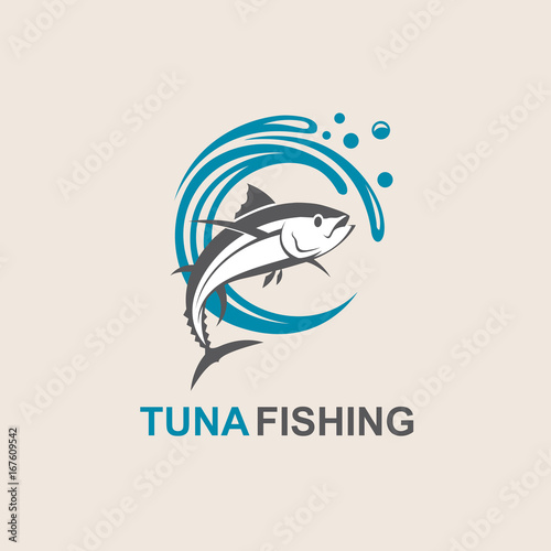 icon of tuna fish with waves