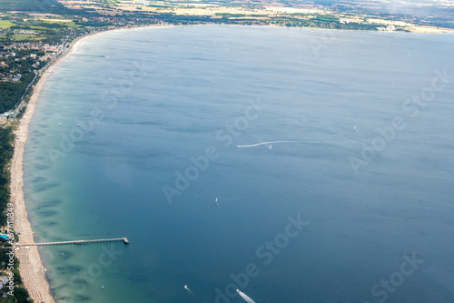 Panorama flight over the north of Germany. Schleswig-Holstein and Fehmarn