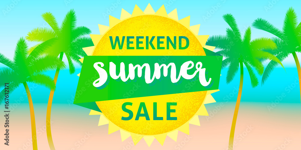 Weekend summer sale banner design template.