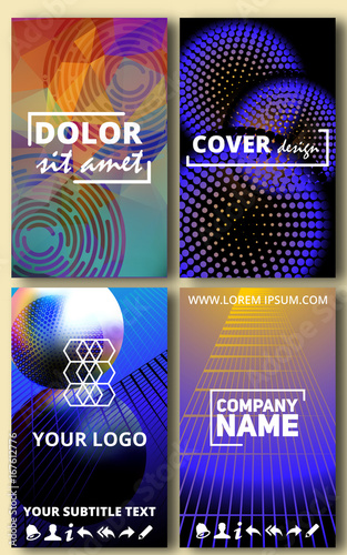 Placards with abstract liquid bubbles and triangles, 80s memphis geometric style flat and 3d design elements. Retro art for covers, banners, flyers and posters. Esp10 vector illustration