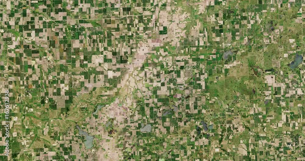Very high-altitude overflight aerial of a trail of hail damage in South Dakota farmland. Clip loops and is reversible. Elements of this image furnished by USGS/NASA Landsat Very high-altitude overflight aerial of a trail of hail damage in South Dakota farmland. Clip loops and is reversible. Elements of this image furnished by USGS/NASA Landsat