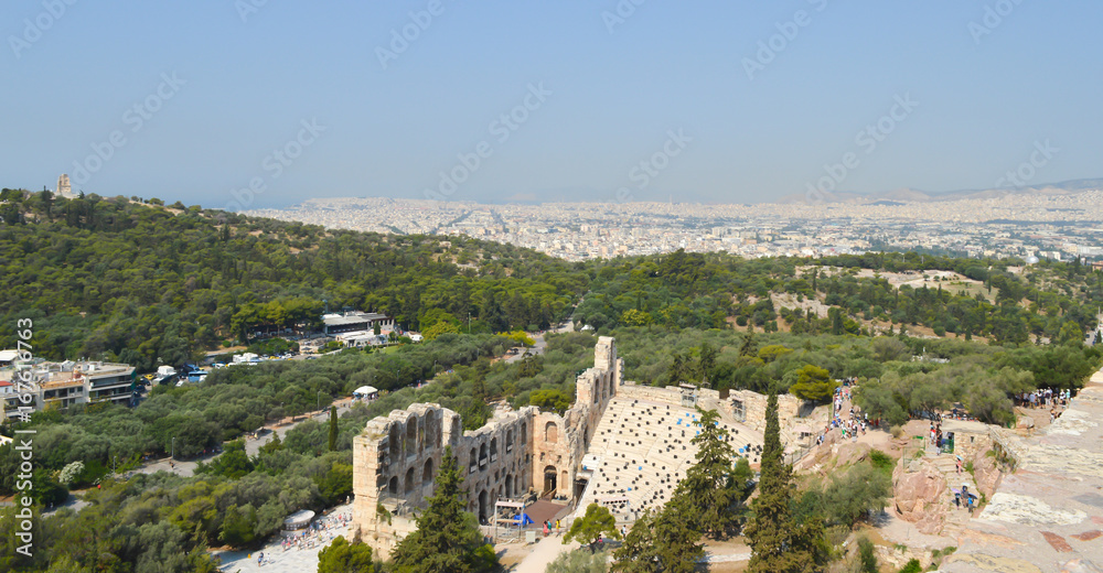 ATHENS, GREECE - JUNE 16: City view from Acropolis in Athens, Greece on June 16, 2017. 
