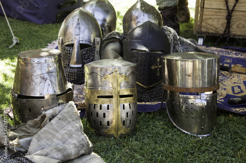 Medieval armor helmet photo