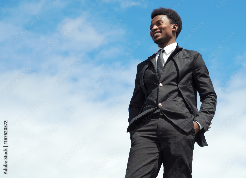 young businessman leader low angle view blue sky suit and tie young businessman leader low angle view blue sky suit and tie