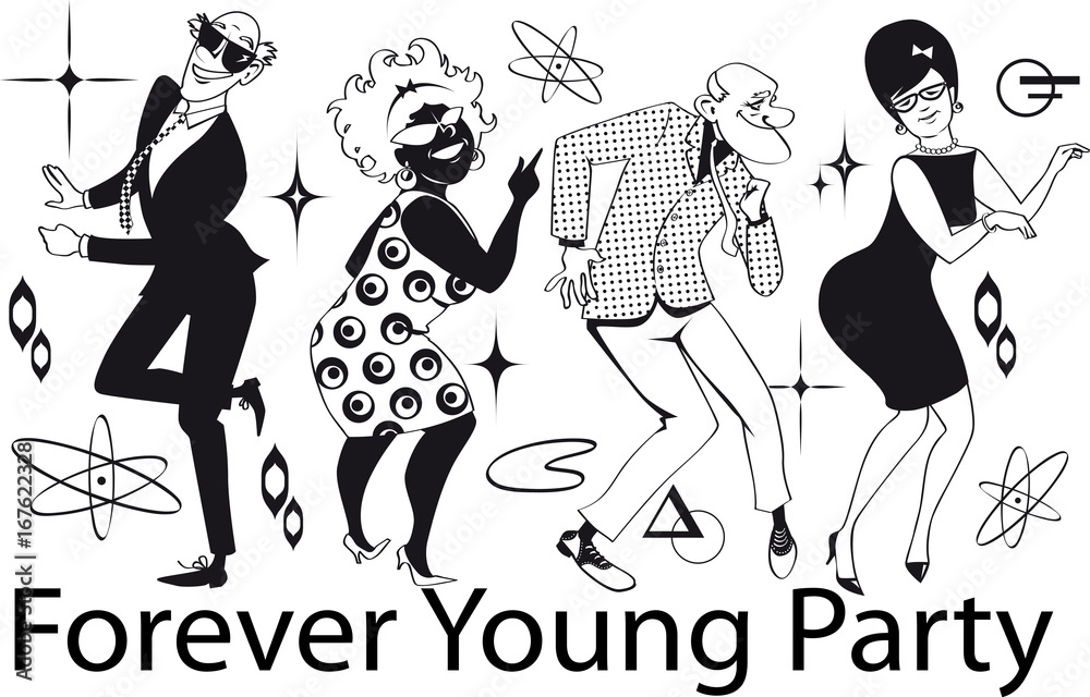 dance party clipart black and white