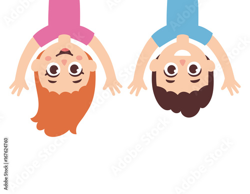 Cartoon kids upside down