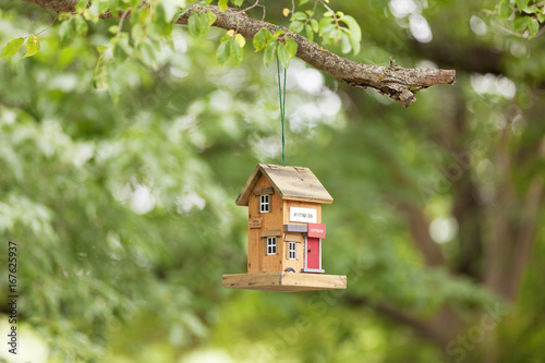 Bird feeder in the shape of a house  © pop_gino