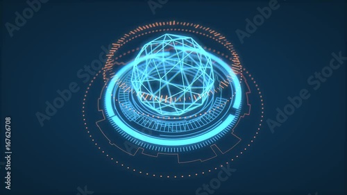 Futuristic HUD Interface Element, UI. Depth Of Field. Data Science Look, 3D Rendering.