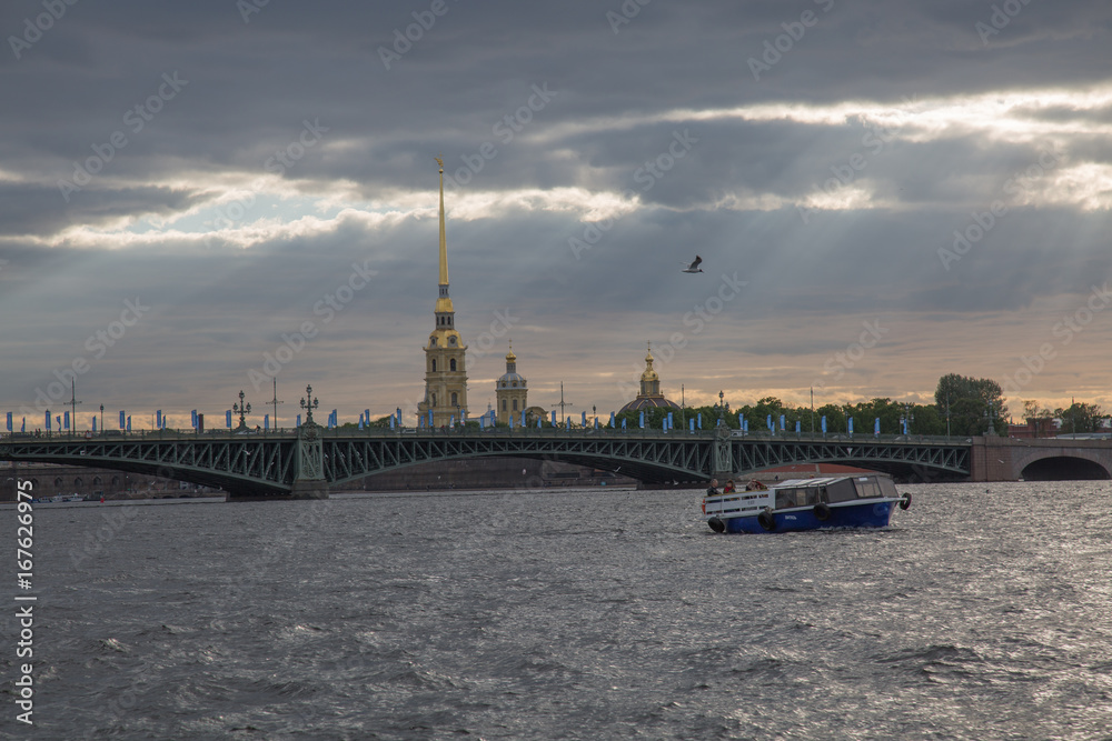 Admiralty building St. Petersburg Neva river waterfront