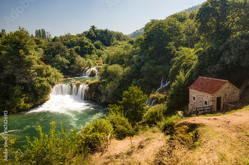 Lakes and waterfall in Krka National Park  Croatia