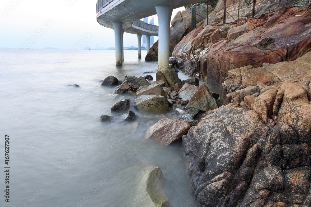 Fototapeta premium Xiamen Huandao Road Seascape Sunset