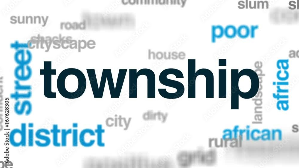 Township animated word cloud, text design animation. Township animated word cloud, text design animation.