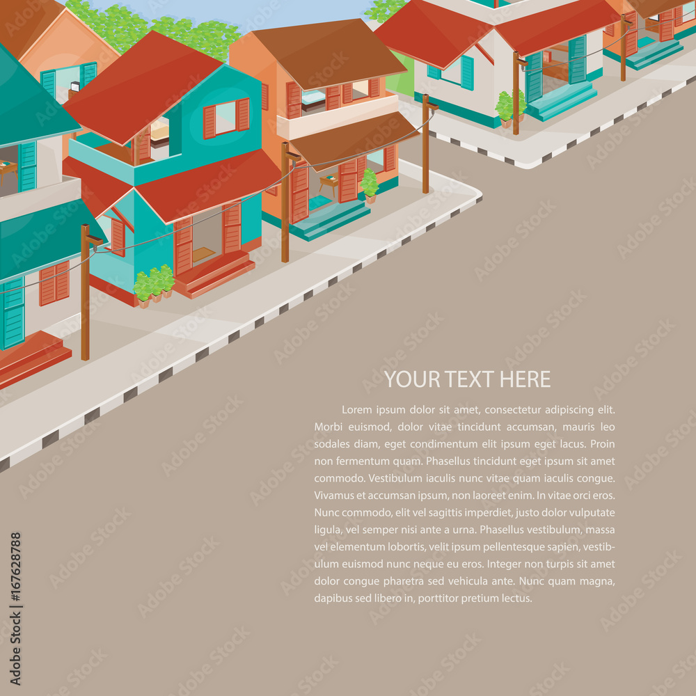 Old styles Villages with space for your text.Vector illustration