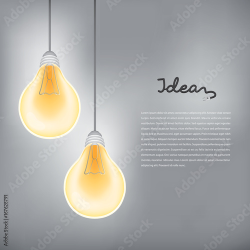 Two brighten lamp on grey background. Vector illustration