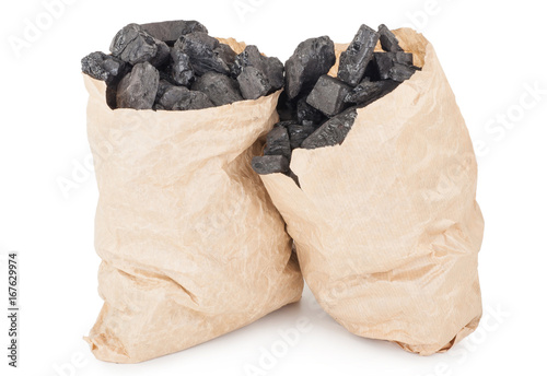 Paper bags with coal photo