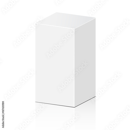 White Product Cardboard Package Box. Illustration Isolated On White Background. Mock Up Template Ready For Your Design. Vector EPS10 © EmBaSy