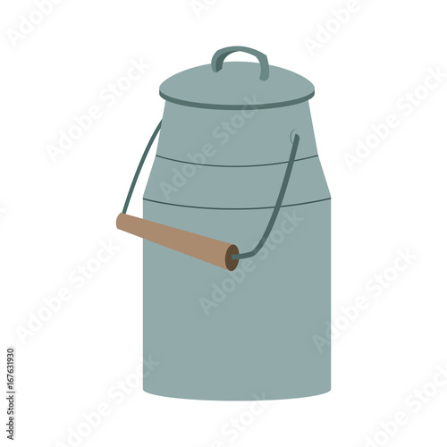 metal milk container traditional can for beverage farm vector illustration