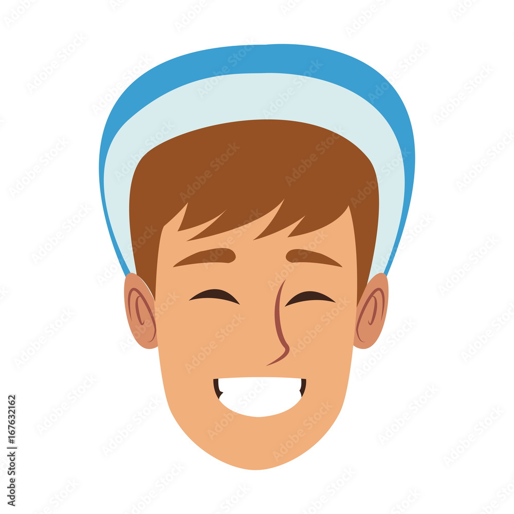 character man face happy smile cartoon vector illustration
