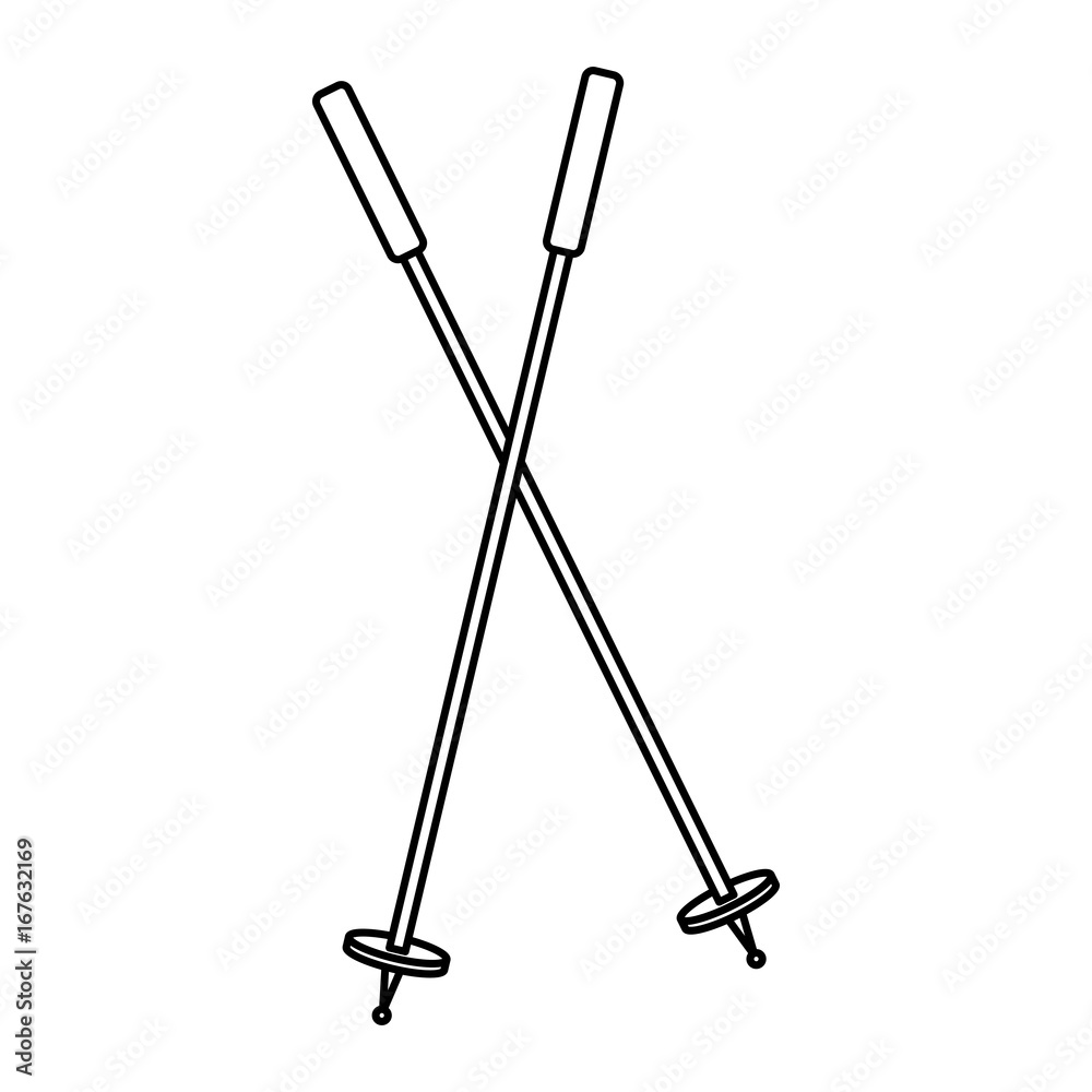 sky sticks winter sport accessory elements vector illustration