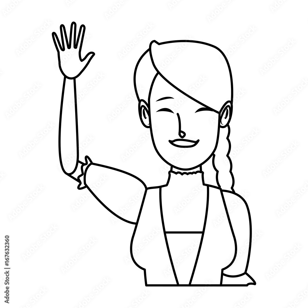 portrait happy swiss woman waving hand vector illustration portrait happy swiss woman waving hand vector illustration