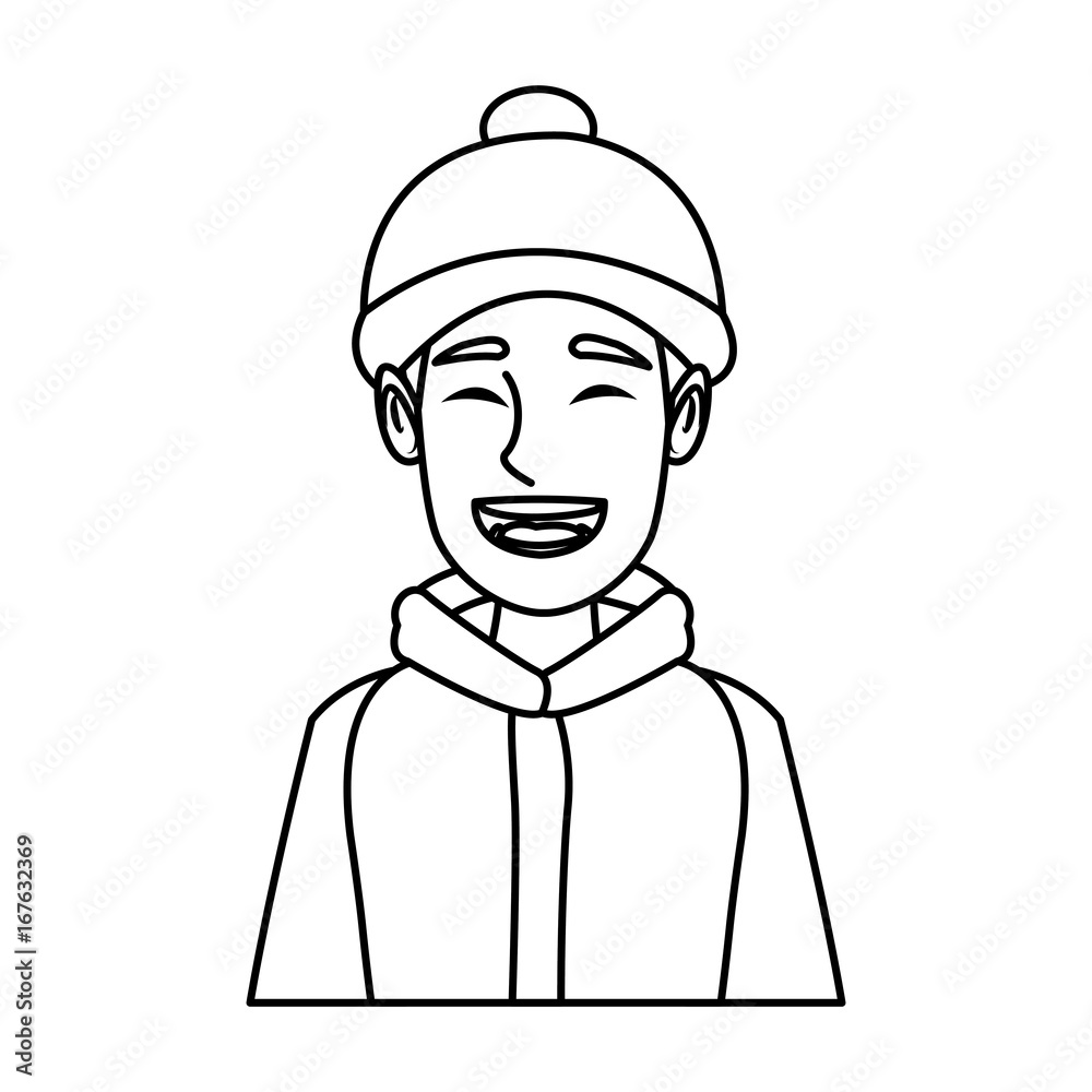 portrait young man wearing winter clothes vector illustration portrait young man wearing winter clothes vector illustration