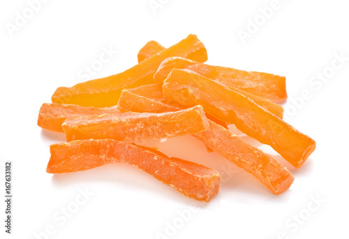 Candied fruits, Dried melon isolated on white background