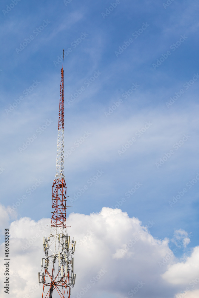 Antenna tower building on Blue sky with Clouds. Antenna tower building on Blue sky with Clouds.
