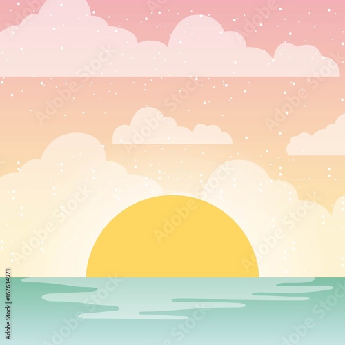 Warm relaxing landscape icon vector illustration design graphic