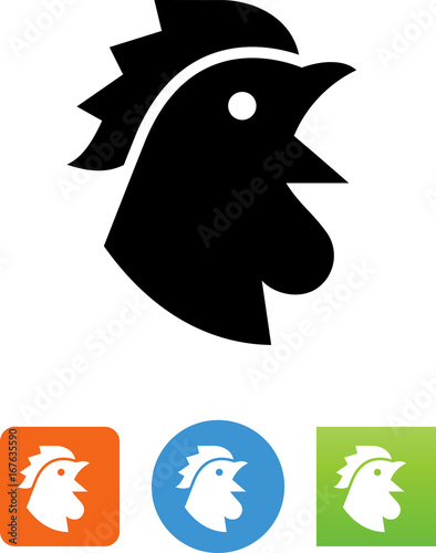 Rooster Head Crowing Icon - Illustration