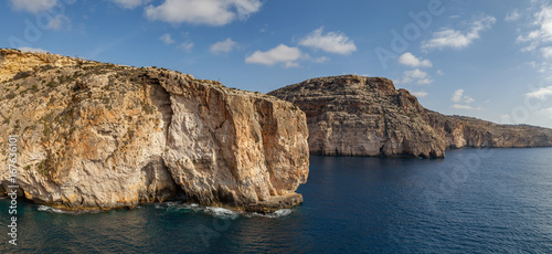 Blue Grotto limestone cliff  majestic nature landmark of Malta island