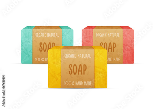 Natural handmade vector soap bars.