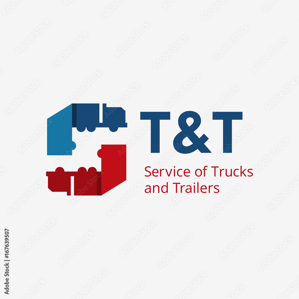 Obraz premium Truck Vector Icon, Company Logo Symbol of Trailer and Truck Vehicles, Capital letter T & T Logotype