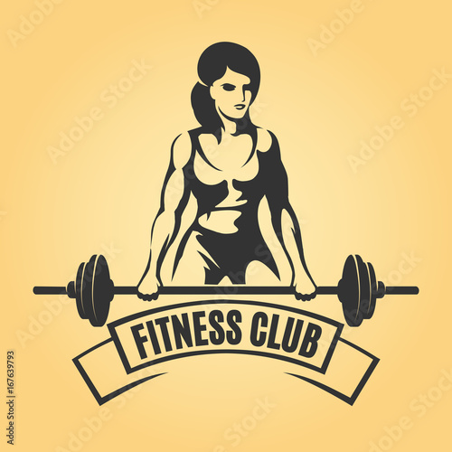 Bodybuilder Sport Emblem in Retro style