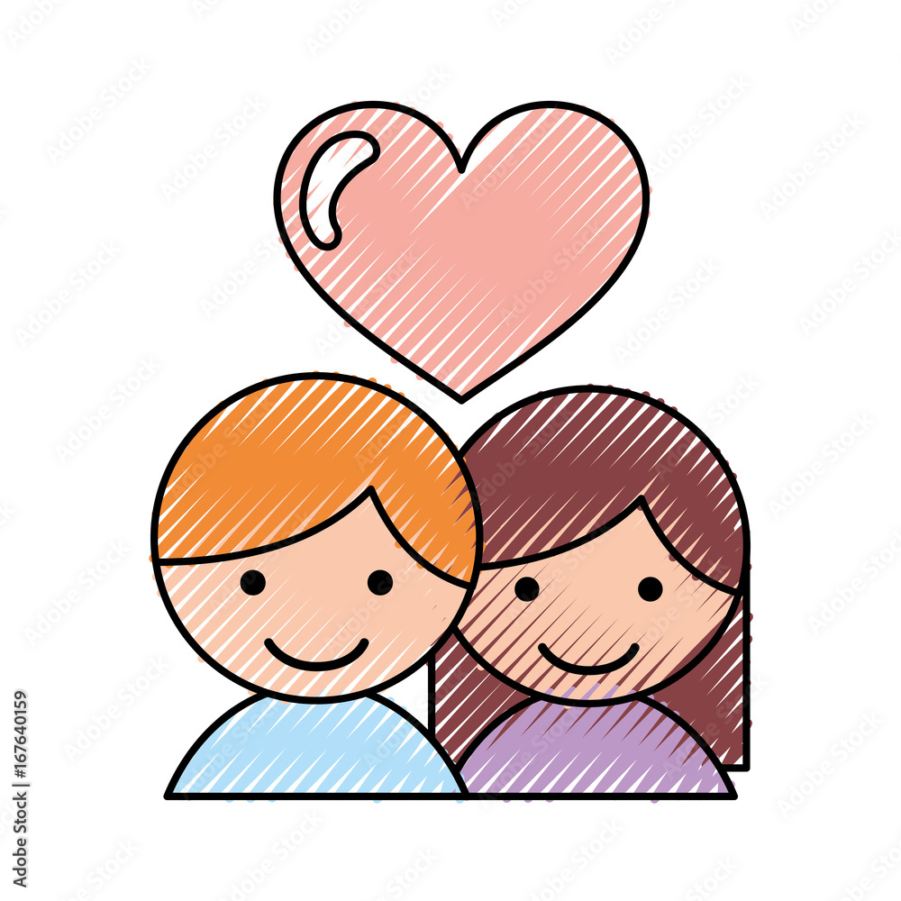 little couple with heart vector illustration design little couple with heart vector illustration design