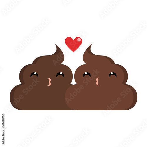 Kiss stinky poop shit emoji flat icon