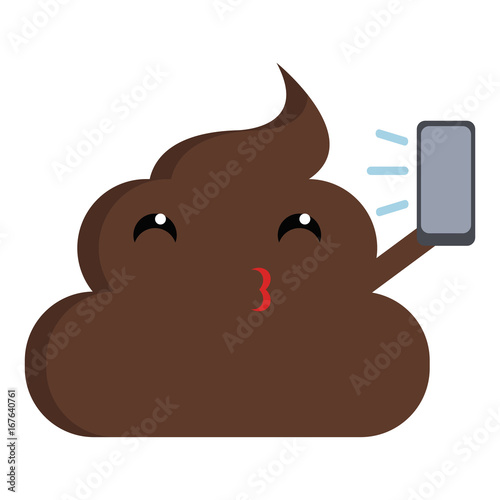 Selfie face stinky poop shit emoji flat icon