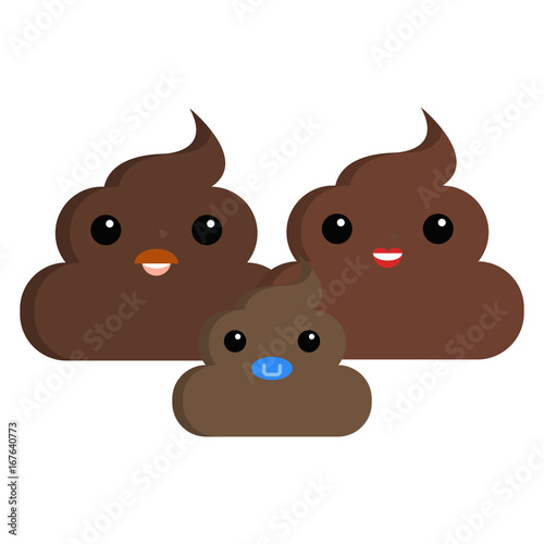 Family man woman baby stinky poop shit emoji flat icon
