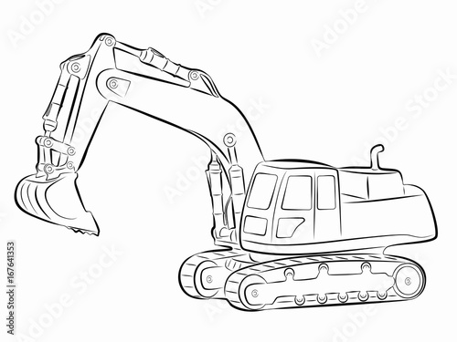 illustration of a excavator. vector drawing
