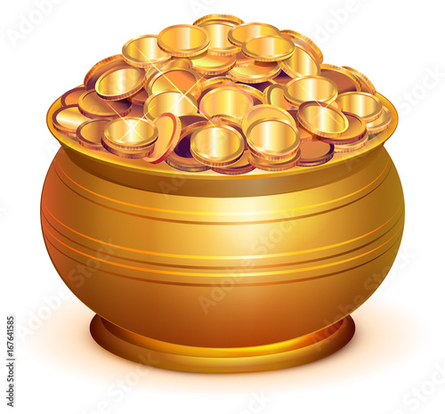 Gold pot full of gold coins